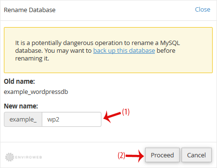 Change database name