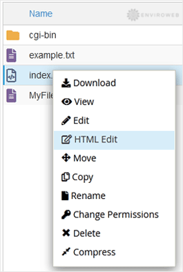 Context menu in File Manager