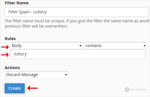 Create filter settings