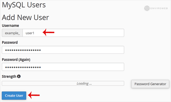 Create database user