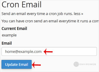 Cron job email update screenshot