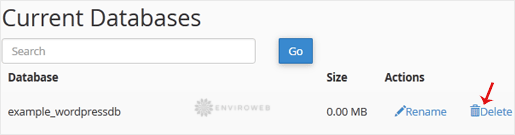 Delete database button