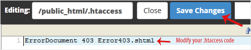 Save changes to .htaccess