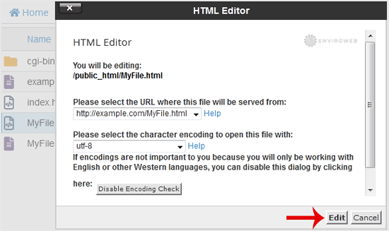 HTML editor launch prompt