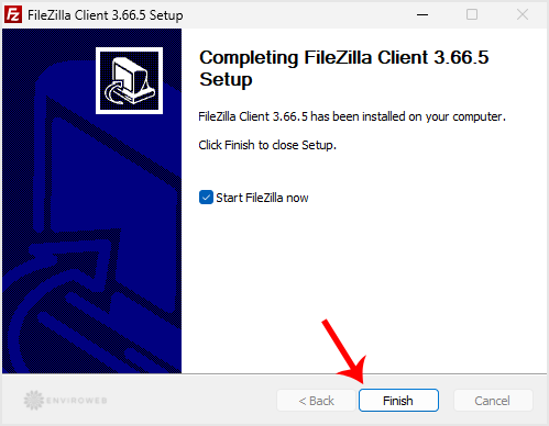 FileZilla install finish