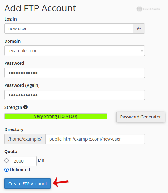 Add FTP account