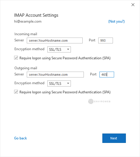 IMAP Settings in Outlook