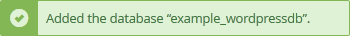 Database created successfully message
