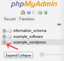 Expand phpMyAdmin database