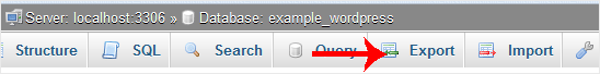 phpMyAdmin Export tab