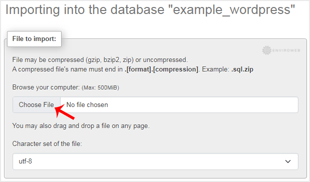 Choose file to import