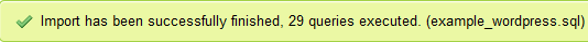 SQL import success message