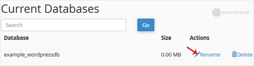 Rename database option