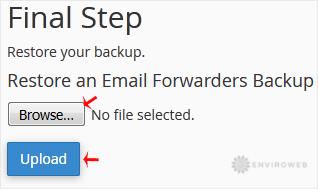 Upload backup for restore
