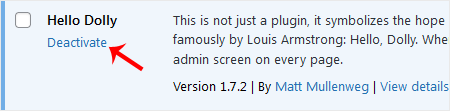 Deactivate Hello Dolly Plugin
