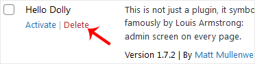 Delete Hello Dolly Plugin
